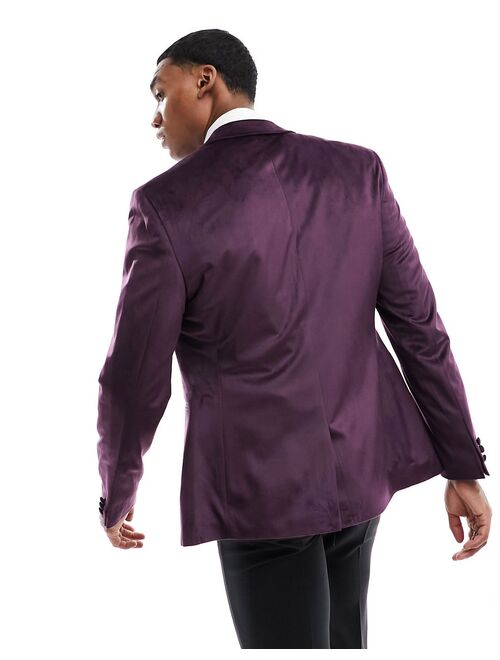 ASOS DESIGN skinny velvet blazer in plum