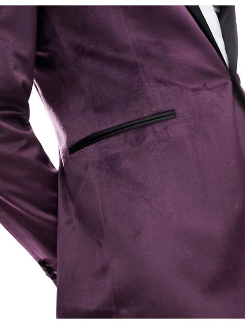 ASOS DESIGN skinny velvet blazer in plum