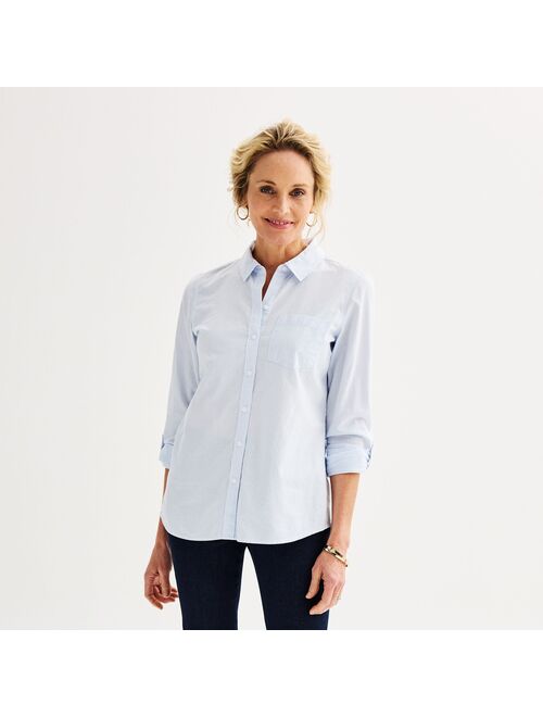 Petite Croft & Barrow Essential Comfort Stretch Shirt