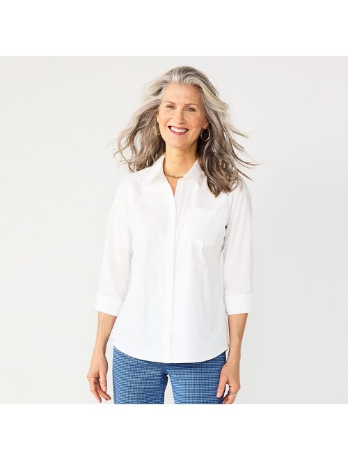 Petite Croft & Barrow Essential Comfort Stretch Shirt