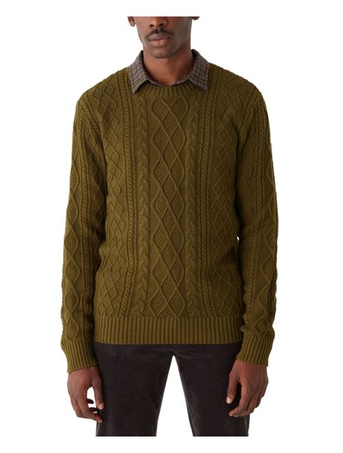 FRANK AND OAK Men's Classic-Fit Cable-Knit Crewneck Sweater