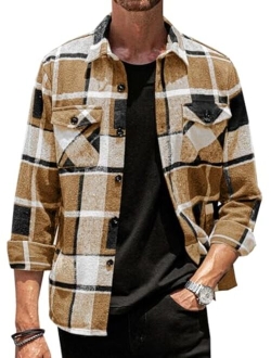 Gafeng Mens Long Sleeve Flannel Shirt Casual Regular Fit Button Down Plaid Shirts with Pockets