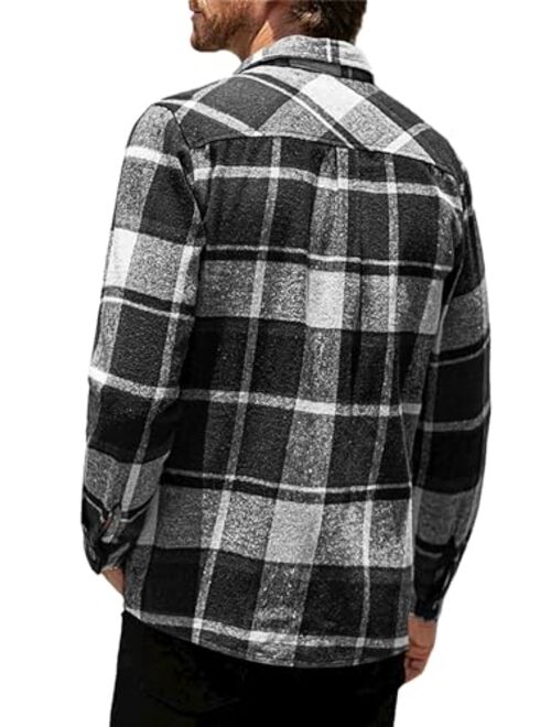 Gafeng Mens Long Sleeve Flannel Shirt Casual Regular Fit Button Down Plaid Shirts with Pockets