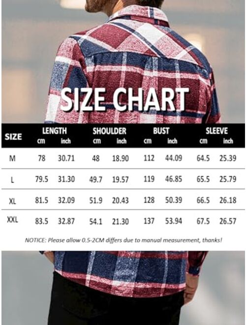 Gafeng Mens Long Sleeve Flannel Shirt Casual Regular Fit Button Down Plaid Shirts with Pockets