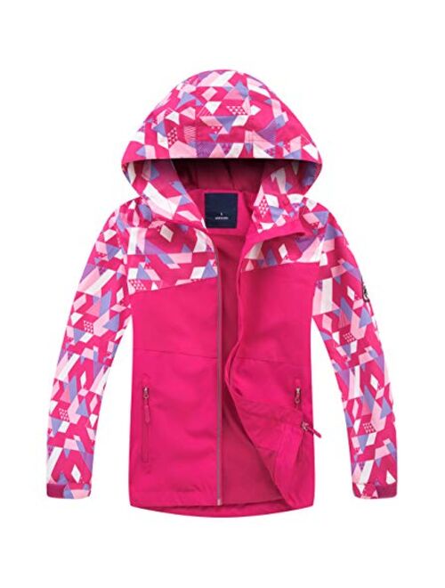 LOKTARC Boys Girls Rain Jackets Kids Lightweight Waterproof Hooded Raincoats Windbreaker