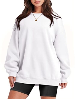 Oversized Sweatshirt for Women Fleece Long Sleeve Crewneck Casual Pullover Top Fall 2023 Trendy Clothes