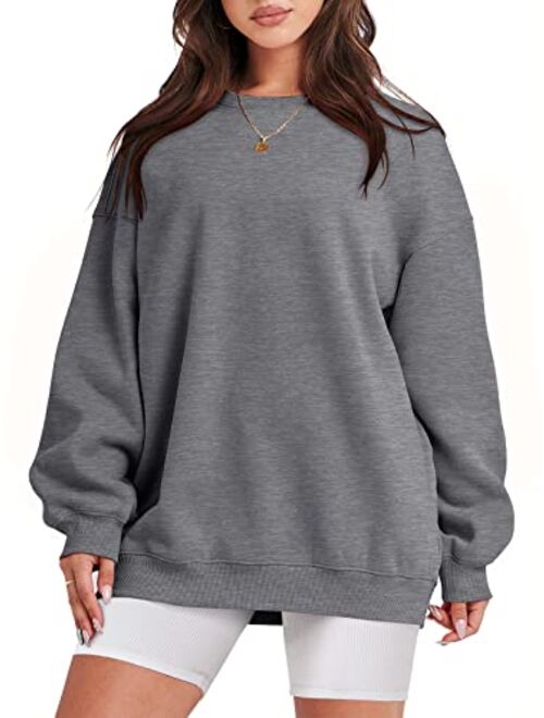 ANRABESS Oversized Sweatshirt for Women Fleece Long Sleeve Crewneck Casual Pullover Top Fall 2023 Trendy Clothes