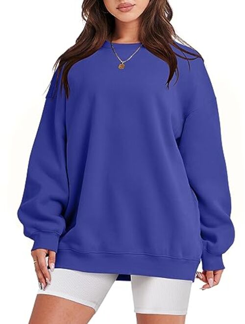 ANRABESS Oversized Sweatshirt for Women Fleece Long Sleeve Crewneck Casual Pullover Top Fall 2023 Trendy Clothes