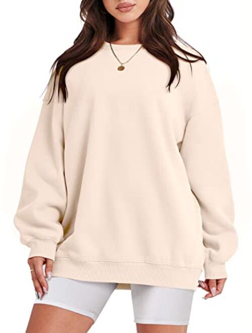 ANRABESS Oversized Sweatshirt for Women Fleece Long Sleeve Crewneck Casual Pullover Top Fall 2023 Trendy Clothes