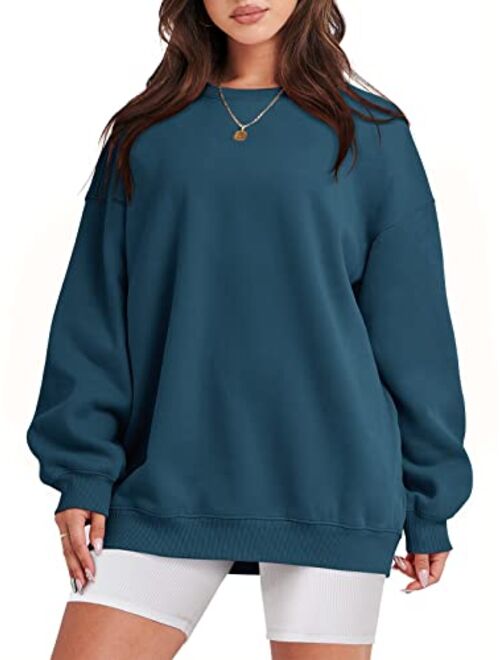 ANRABESS Oversized Sweatshirt for Women Fleece Long Sleeve Crewneck Casual Pullover Top Fall 2023 Trendy Clothes