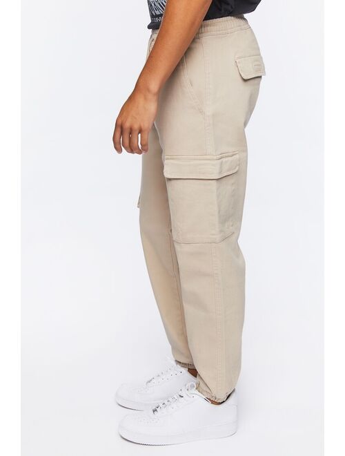 Forever 21 Drawstring Cargo Joggers Taupe