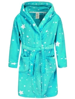 BTPEIHTD Kids Hooded Bathrobe Girls Soft Plush Hooded Flannel Pajamas Sleepwear Boys Spa Robe