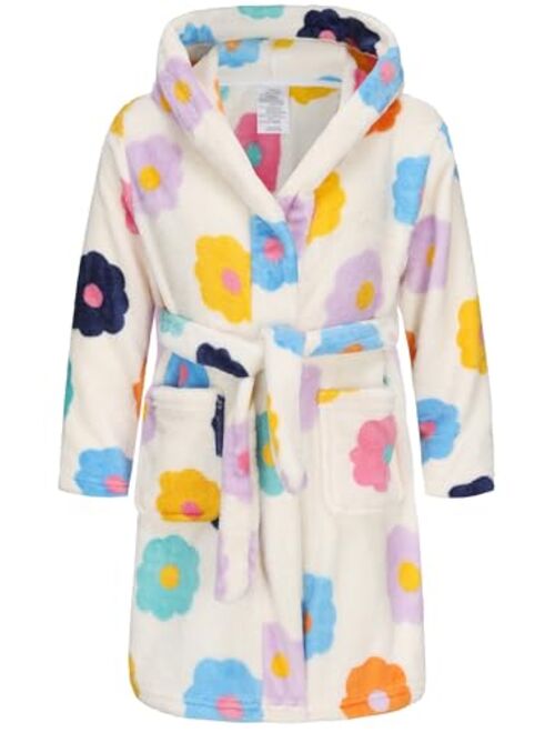 BTPEIHTD Kids Hooded Bathrobe Girls Soft Plush Hooded Flannel Pajamas Sleepwear Boys Spa Robe