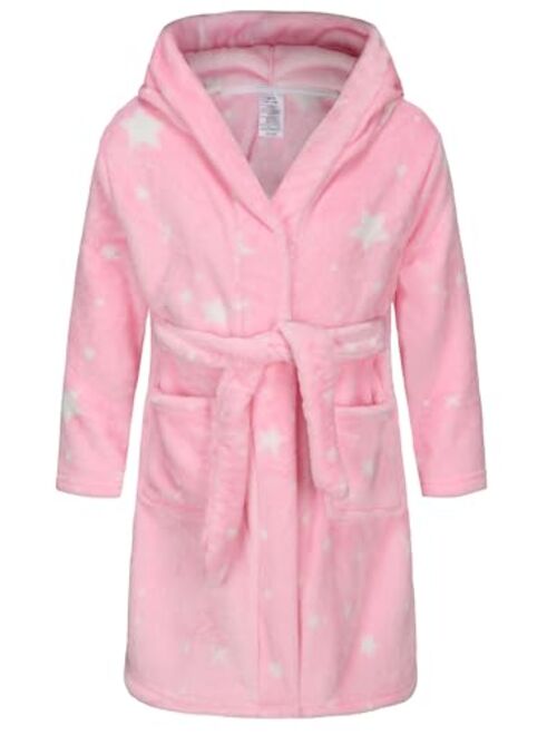 BTPEIHTD Kids Hooded Bathrobe Girls Soft Plush Hooded Flannel Pajamas Sleepwear Boys Spa Robe