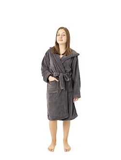 BC BARE COTTON Kids Microfiber Fleece Hooded Robe