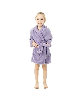 BC BARE COTTON Kids Microfiber Fleece Hooded Robe