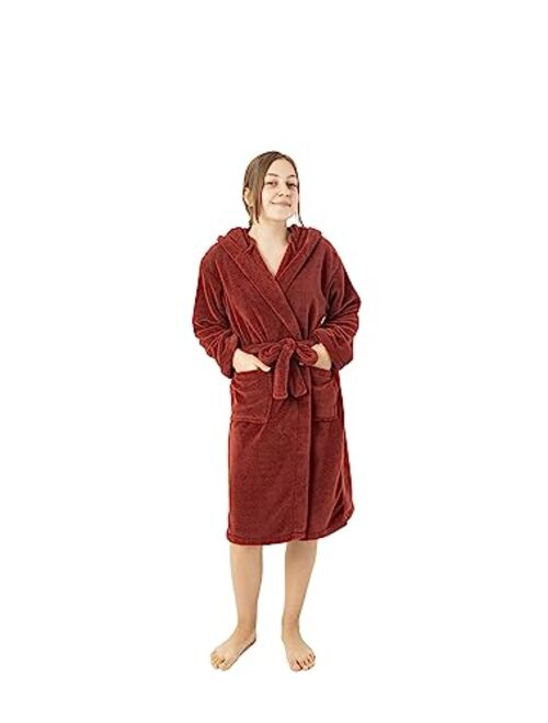 BC BARE COTTON Kids Microfiber Fleece Hooded Robe