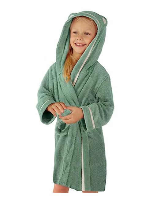 Warm Cuddles Premium Soft Bath Robe for Toddlers Babies Kids - Rayon from Organic Bamboo Toddler Robe with Hood - Girls Robe Boys Robe