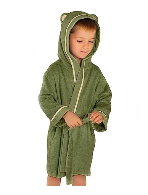 Warm Cuddles Premium Soft Bath Robe for Toddlers Babies Kids - Rayon from Organic Bamboo Toddler Robe with Hood - Girls Robe Boys Robe