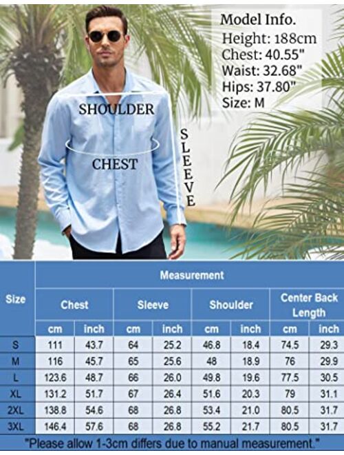 COOFANDY Men's Casual Shirt Long Sleeve Casual Button Down Shirt for Men Summer Beach Wedding Shirt