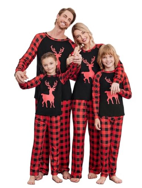 Ekouaer Christmas Pajamas for Family 2023 Matching Sets Classic Plaid Xmas Soft Holiday Sleepwear S-XXL