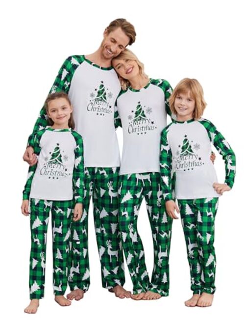 Ekouaer Christmas Pajamas for Family 2023 Matching Sets Classic Plaid Xmas Soft Holiday Sleepwear S-XXL