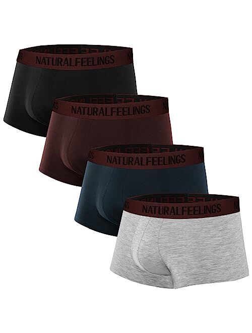 Natural Feelings Mens Underwear Boxer Briefs Pouch Trunks Underwear for Men 1.5" No Fly Boxer Trunks 4-Pack