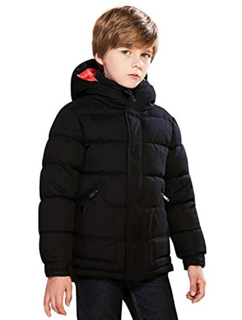 SOLOCOTE Boys Winter Coat Lightweight Thicked Winter Jacket Warm Soft Puffy Cotton Outwear with Hood