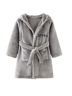 JZLPIN Unisex Baby Hooded Bathrobe Kids Flannel Pajamas Dressing Gown for Boys Girls