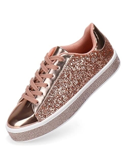 Ally Union Make Force Womens Glitter Wedding Sneakers Neon Dressy Sequin Sparkly Sneakers Rhinestone Bling Bridal Shoes Shiny Tennis Shoes