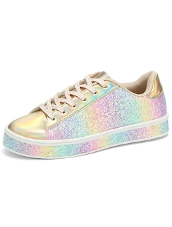 UUBARIS Women's Fashion Star Sneakers Glitter Rhinestone Fashion Sneaker Platform Sparkly Dressy Tennis Shoes Shiny with Fashion Star Logo