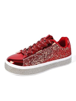 UUBARIS Women's Fashion Star Sneakers Glitter Rhinestone Fashion Sneaker Platform Sparkly Dressy Tennis Shoes Shiny with Fashion Star Logo