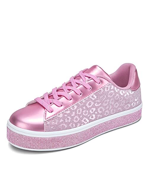 UUBARIS Women's Fashion Star Sneakers Glitter Rhinestone Fashion Sneaker Platform Sparkly Dressy Tennis Shoes Shiny with Fashion Star Logo