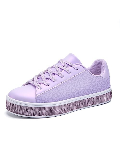 UUBARIS Women's Fashion Star Sneakers Glitter Rhinestone Fashion Sneaker Platform Sparkly Dressy Tennis Shoes Shiny with Fashion Star Logo