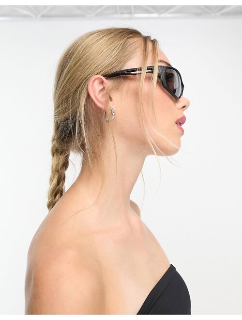 Monki sporty wrap around sunglasses in black