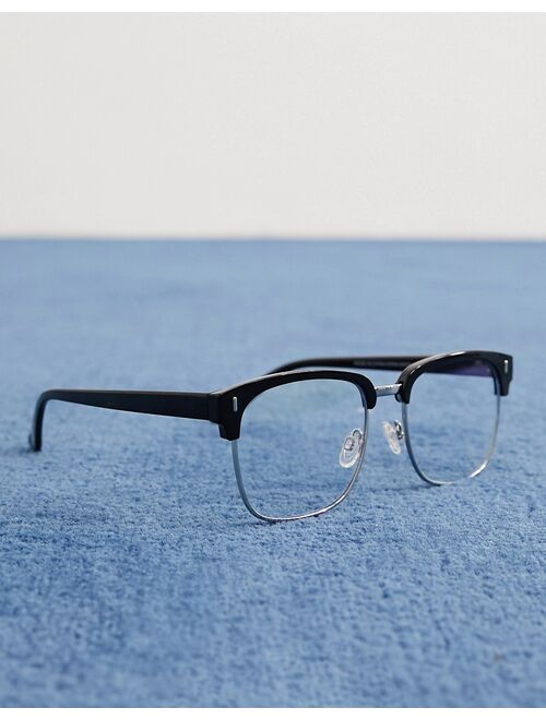 ASOS DESIGN ASOS DEISGN clear lens retro glasses with blue light lens