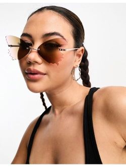 butterfly rimless sunglasses in purple