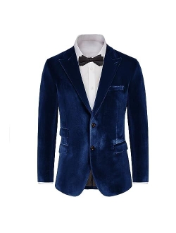 Mens Velvet Blazer Two Button Slim Fit Suit Jacket Sports Coats for Men Prom Wedding Dinner Party