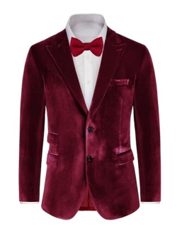 Mens Velvet Blazer Two Button Slim Fit Suit Jacket Sports Coats for Men Prom Wedding Dinner Party