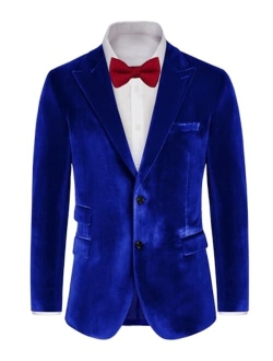 Mens Velvet Blazer Two Button Slim Fit Suit Jacket Sports Coats for Men Prom Wedding Dinner Party