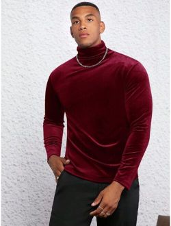 Shein Manfinity AFTRDRK Men's Stand Collar Long Sleeve Knit Casual T-shirt