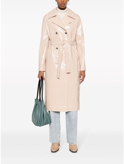 LIU JO patent faux-leather trench coat