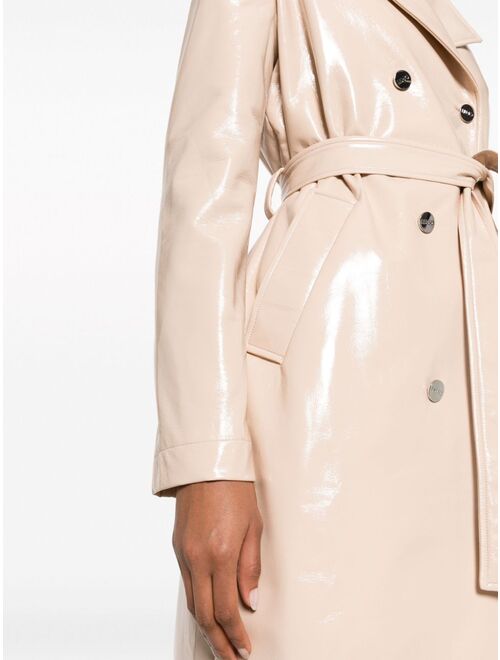 LIU JO patent faux-leather trench coat