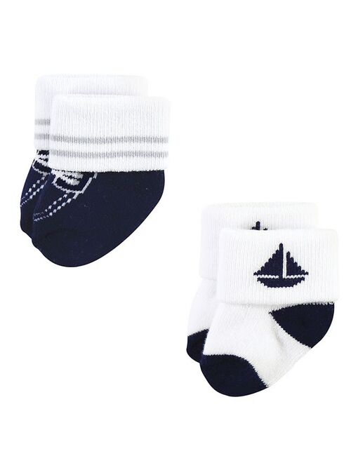 Hudson Baby Infant Boy Cotton Rich Newborn and Terry Socks, Nautical 12-Pack