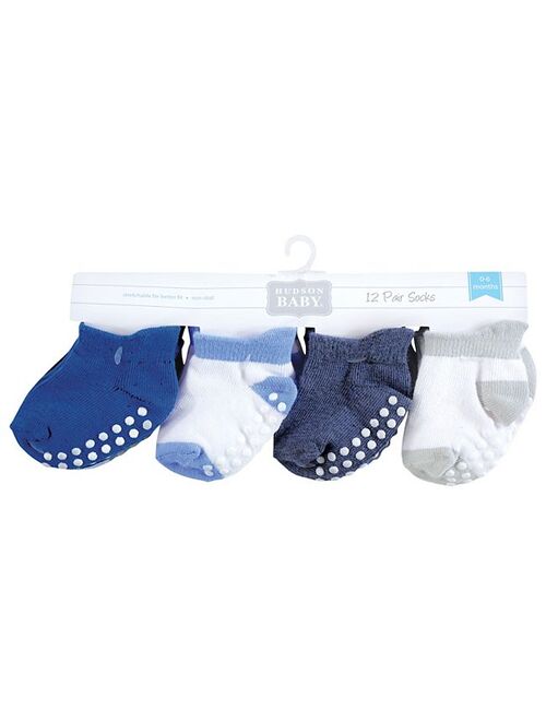 Hudson Baby Infant Boy Non-Skid No-Show Socks, Blue