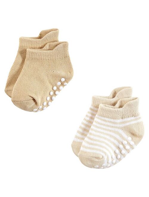 Hudson Baby Infant Boy Non-Skid No-Show Socks, Blue Tan