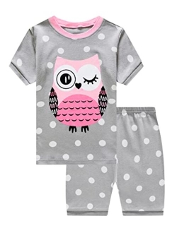 KikizYe Little Big Girls Pajamas Set Short Sleeve PJs 100% Cotton Pyjamas