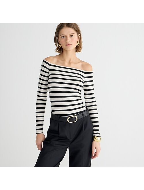J.Crew Off-the-shoulder long-sleeve shirt in stretch cotton