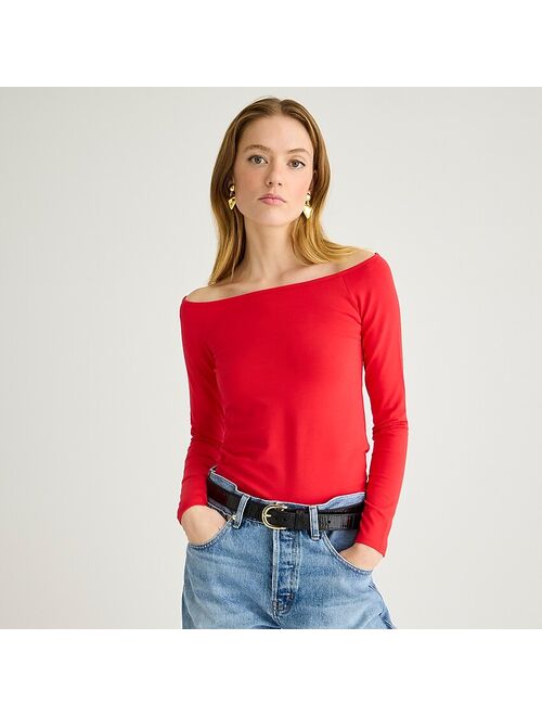 J.Crew Off-the-shoulder long-sleeve shirt in stretch cotton