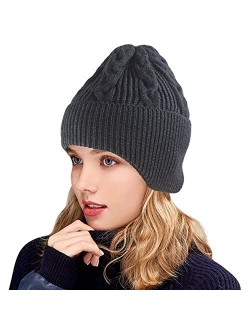 Muryobao Women Winter Earflaps Beanie Hat Warm Soft Stretch Slouchy Skully Knit Cap